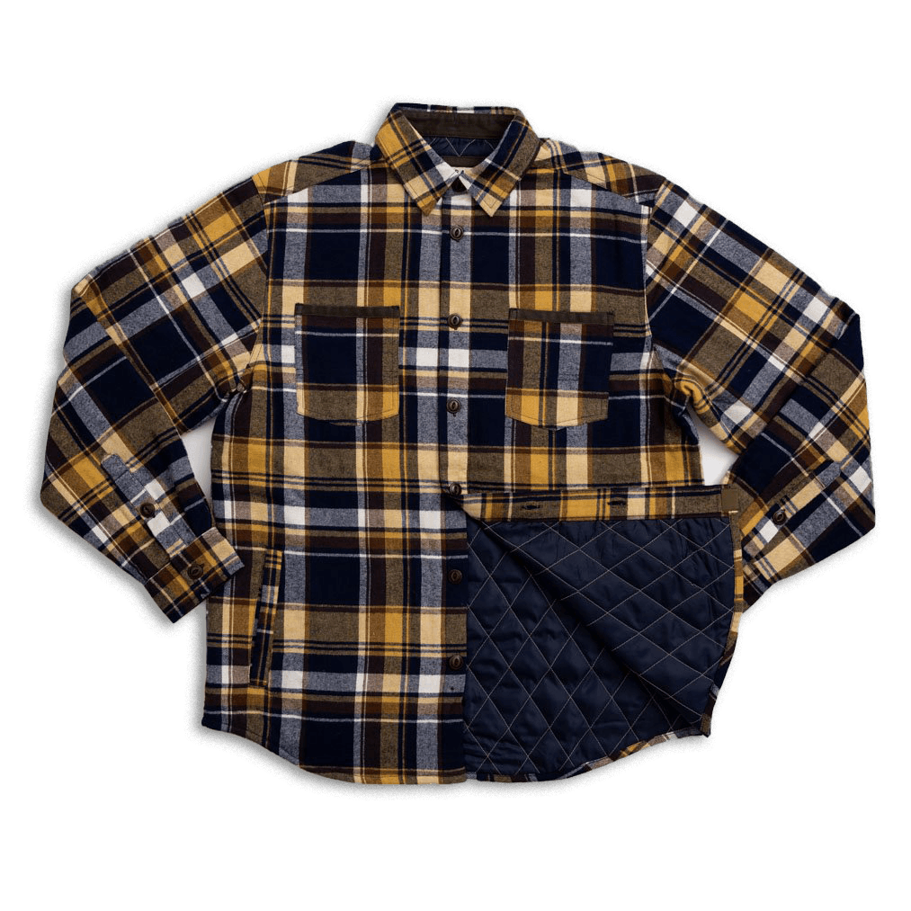 Workman Quilted Shirt Jacket Blue Brown
