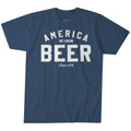 The Rural Cloth Beer Tee is a blue shirt crafted from super soft cotton, featuring bold white text that reads 