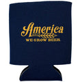 Celebrate the nation's spirit at your next backyard BBQ with the We Grow Beer Koozie from We Grow Beer Koozie. This blue beer koozie features gold text that reads 